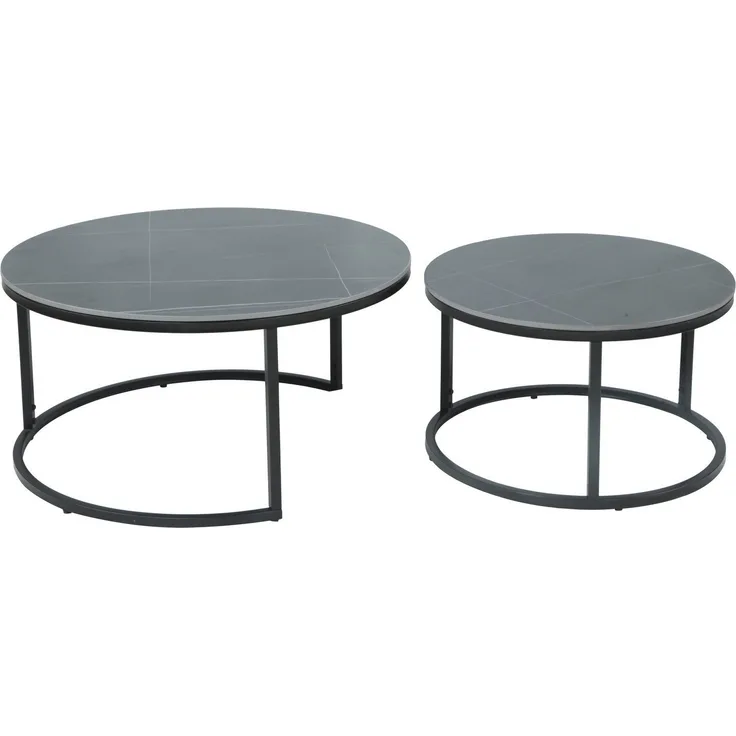 HELA Couchtisch LUIS Topseller (Set, 2-St), 2er Set, 12mm Sinterstein, Marmoroptik, Boho Wohnzimmertisch