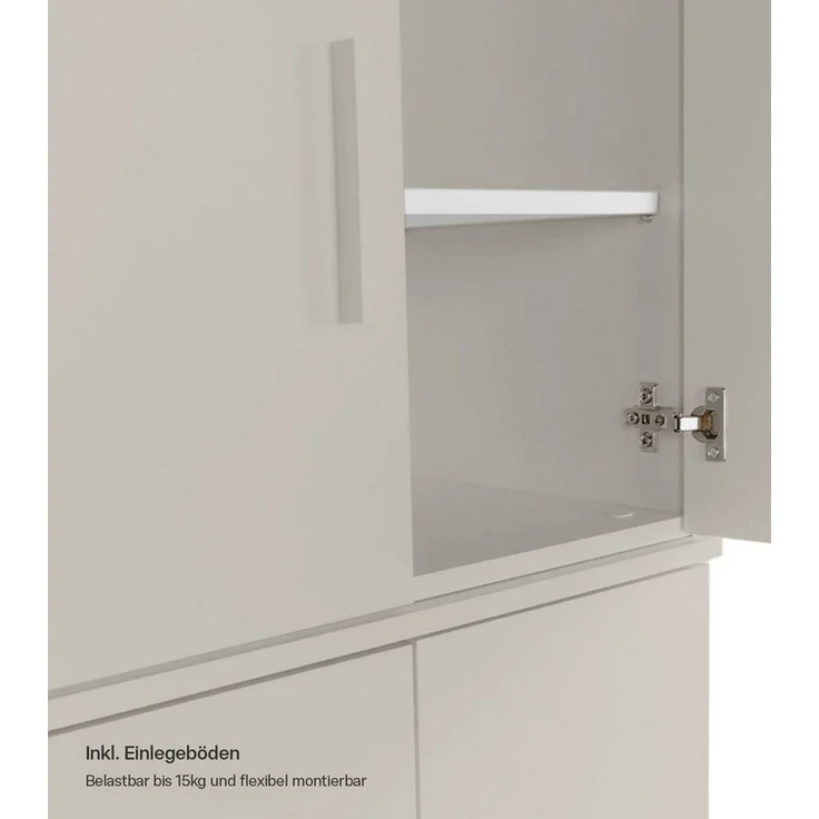 mokebo Mehrzweckschrank Der Extralange Made in Germany, Aktenschrank, Flurschrank, Schuhschrank in Beige Grau – Bild 4