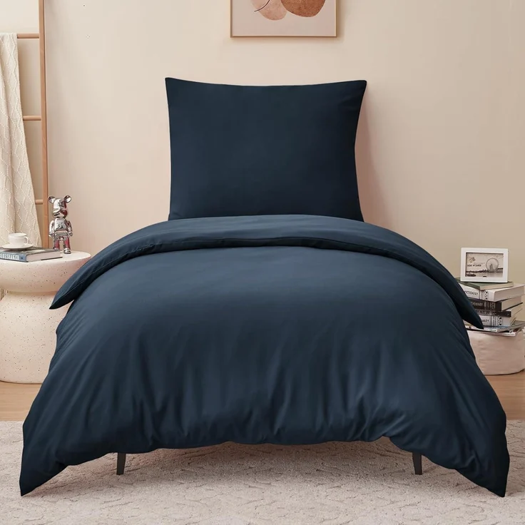 Bettwäsche Set 155x220 Blau Mikrofaser Reißverschluss Haptik Weich – Bild 2