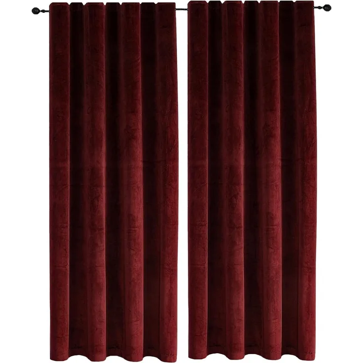 Haus und Deko Gardine Samt Vorhang 2er Set Kräuselband 140x175 cm Verdunkelungsvorhang Samt (2 St), Kräuselband, Polyester