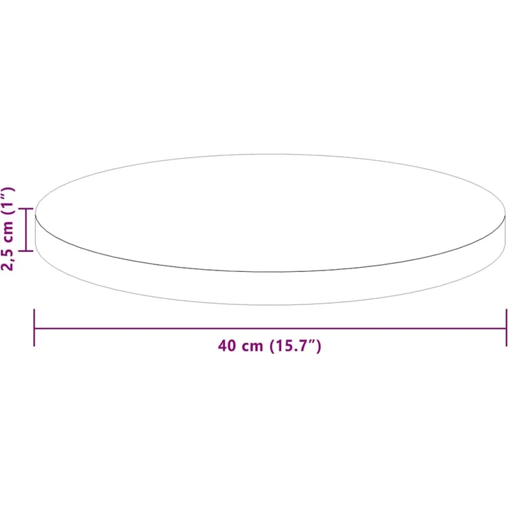 vidaXL Tischplatte Hellbraun Ø 40 x 2,5 cm Massivholz Eiche 42016000 – Bild 7