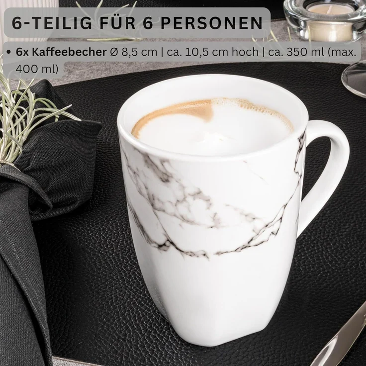 SÄNGER Kaffeebecher Set Bilgola Marmor 6 teilig – Bild 2
