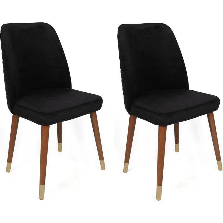Skye Decor 'Hugo-386 V2' Stuhlset (2-teilig), Schwarz / Walnuss, 50 x 90 x 49 cm