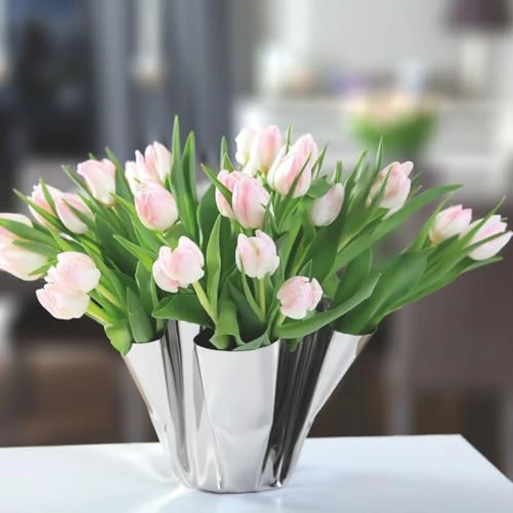 PHILIPPI Margeaux Vase, Edelstahlvase von Hand gefaltet, hochglanzpoliert, ideal für Tulpen und Rosen – Bild 4