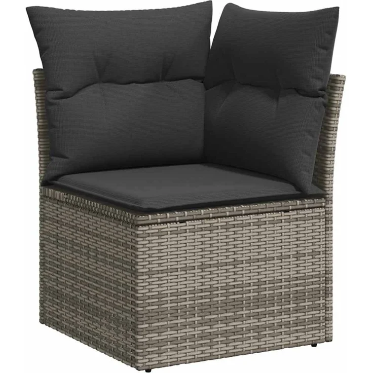 vidaXL 5-tlg. Garten-Sofagarnitur mit Kissen Grau Poly Rattan 3326151 – Bild 4