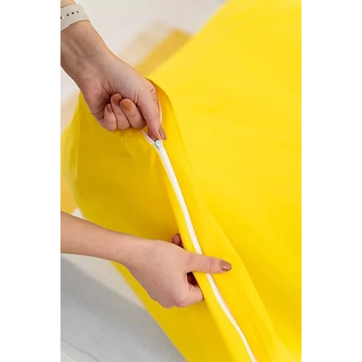 Brielle Bettwäsche Renforcé Set aus 100% Baumwolle - 135x200 cm - Gelb/Blau/Schwarz/Grau, 2 teilig, Mit Reißverschluss, 100% Baumwolle – Bild 7