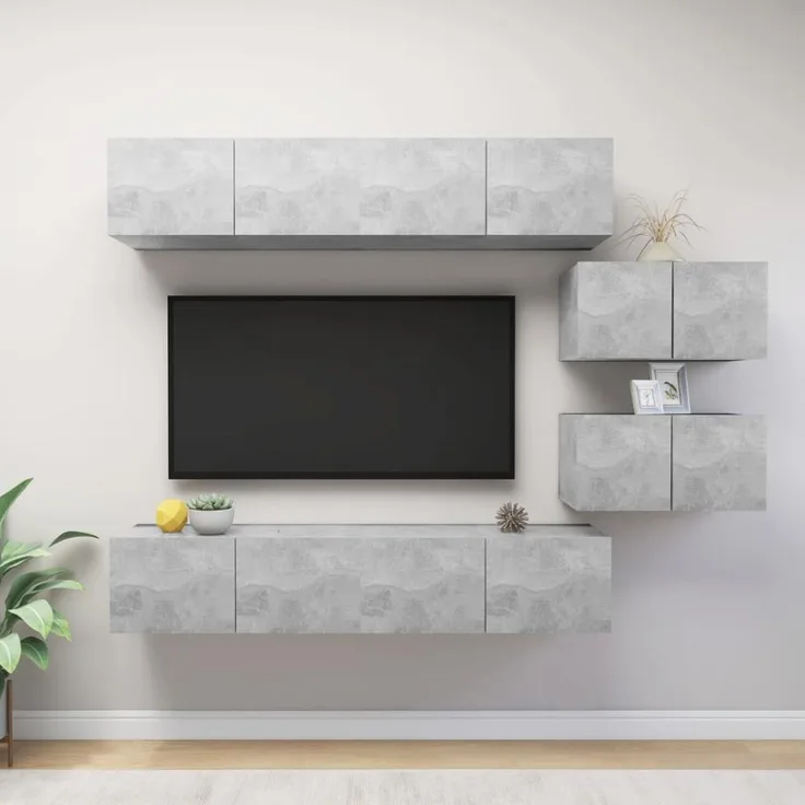 vidaXL 6-tlg. TV-Schrank-Set Betongrau Spanplatte [3079146]