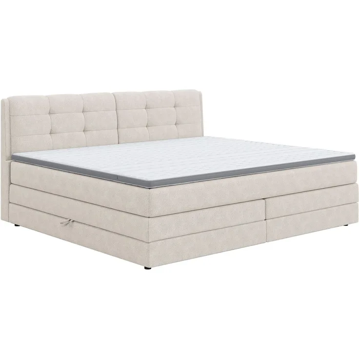 COTTA Boxspringbett FORT II, Stauraum- und Familien-Bett mit Bettkasten & TFK-Matratze, inkl. Topper, softer Strukturstoff, 160-240 cm x 200 cm