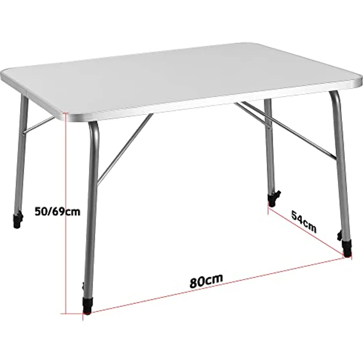 Casaria Campingtisch klappbar faltbar höhenverstellbar, Aluminium weiß/silber, 80x60 cm – Bild 4