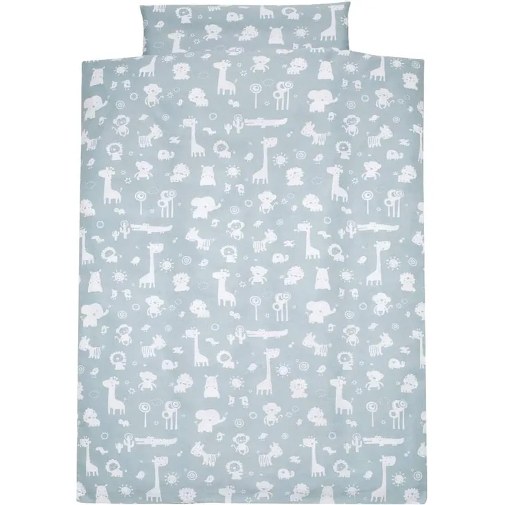 Alvi Bettwäsche für Kinderbett Zootiere puderblau 100x135 cm