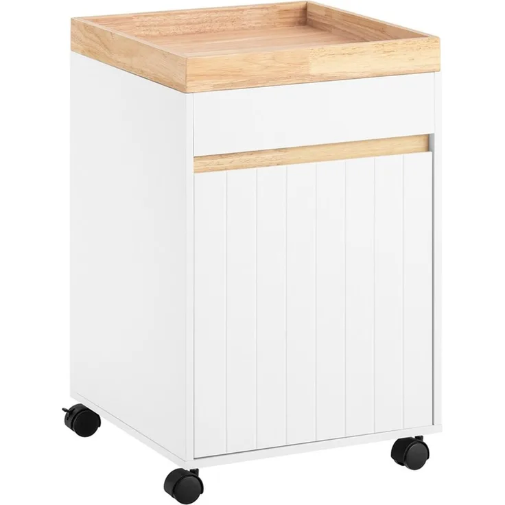 SoBuy ASK03-W Schubladenschrank Büro, MDF, Lackiert, Weiß, 45 x 60 x 45 cm