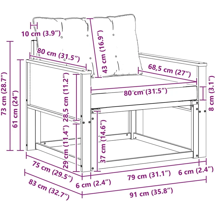 vidaXL Outdoor-Sofagarnitur Massives Akazienholz und Textilene Natur 3438880 – Bild 8