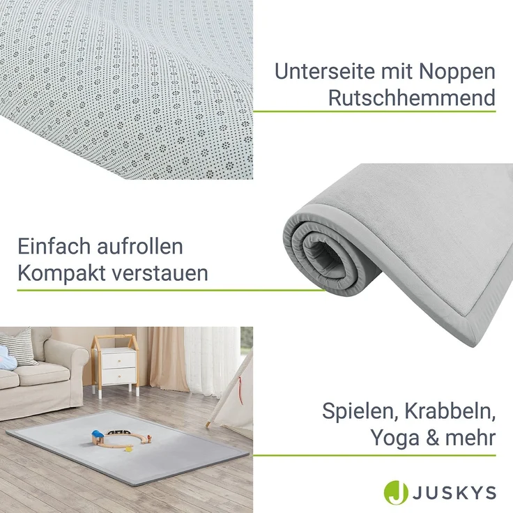 Juskys Krabbelmatte, Polyester grau, 180 x 120 cm – Bild 5