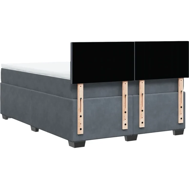 vidaXL Boxspringbett mit Matratze Dunkelgrau 140x190 cm Samt 3288601 – Bild 12