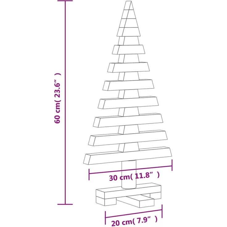 vidaXL Weihnachtsbaum Holz zum Schmücken 60 cm Massivholz Kiefer 357993 – Bild 8
