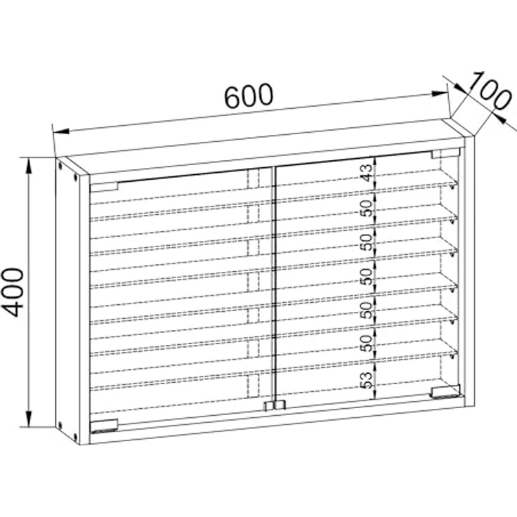 MID.YOU Hängevitrine, Weiß, Glas, 6 Fächer, 60x40x10 cm, hängend, mit Drehtüren – Bild 4