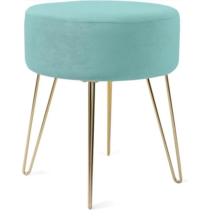 Zedelmaier Sitzhocker Runder Sitzhocker Samt Schminktisch Fußhocker Ottoman Metallbeinen (HS-ZD12C, ZDV41) – Bild 5