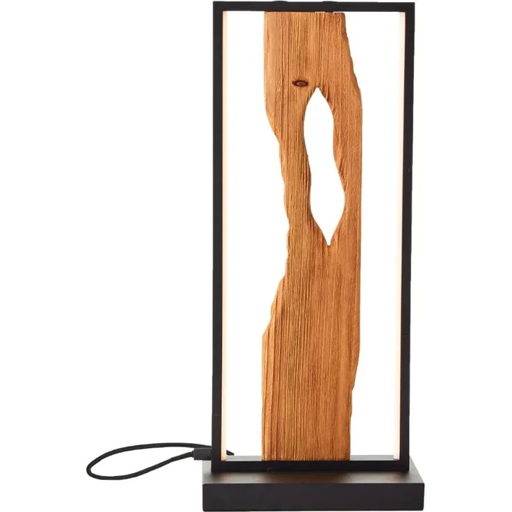 Brilliant LED Tischleuchte 50cm Brilliant Tischlampe LED Tischlampe schwarz/holz, Aluminium/Metall/Holz, Dekolampe Holz mit Kabel, Deko Tischlampe, Modern Lamp, Wood Desk Lamp, 1x LED Integriert