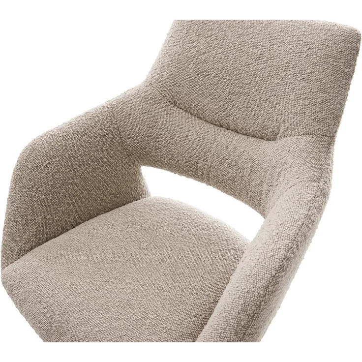 Barstuhl Yago-Flex Bouclé Schlamm Freischwinger Flach Metall Schwarz Taschenfederkern – Bild 5