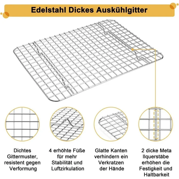 Onader Backblech Abkühlgitter Edelstahl Rechteckig Backform Ofenblech – Bild 4