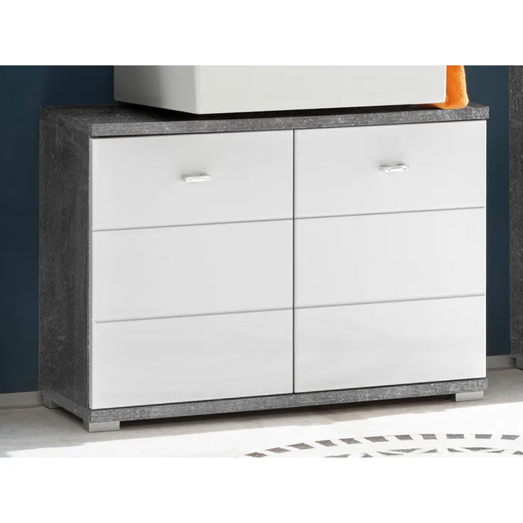 Waschbeckenunterschrank >Peter< in Beton aus MDF - 80x57x31cm (BxHxT)