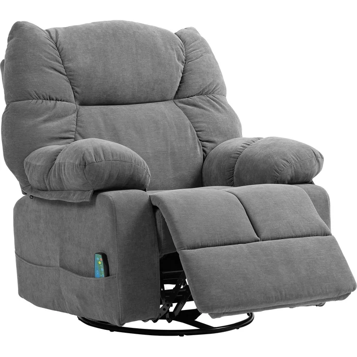 MELAYR, Relaxsessel mit Massagefunktion, Liegefunktion, Drehbarer Massagesessel, 98 x 90 x 98 cm, Dunkelgrau – Bild 2