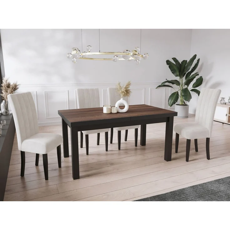 WFL GROUP Esstisch Gemini ausziehbar rechteckig modern mit schwarzen Holzbeinen (MADE IN EU, 5 Gr. – 120/140/160/170/200 cm ausziehbar auf 160/180/210/250/300 cm), platzsparender Tisch in Holzoptik für Küche, Esszimmer oder Wohnzimmer – Bild 5