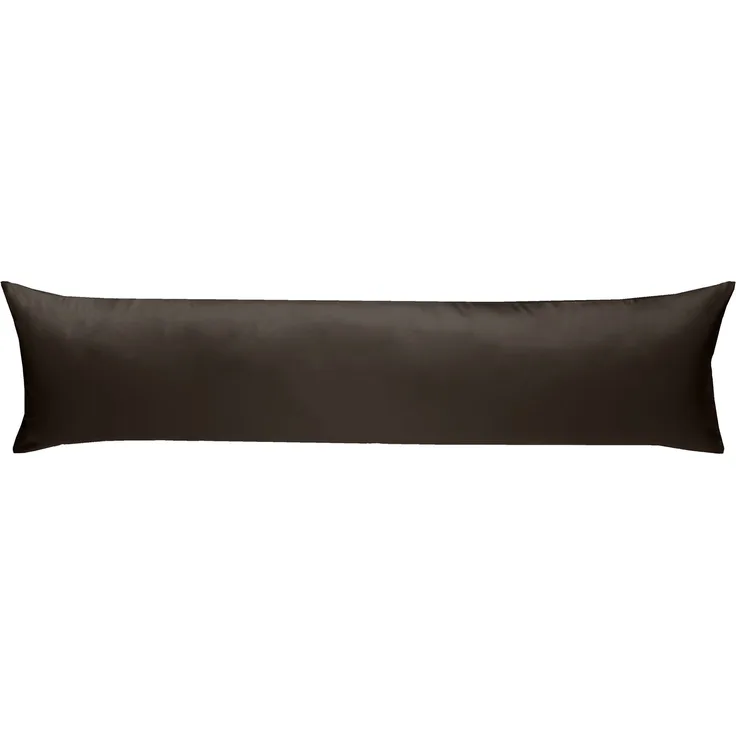 Mako Satin Seitenschläferkissen Bezug uni / einfarbig Espresso Braun 40x200 cm