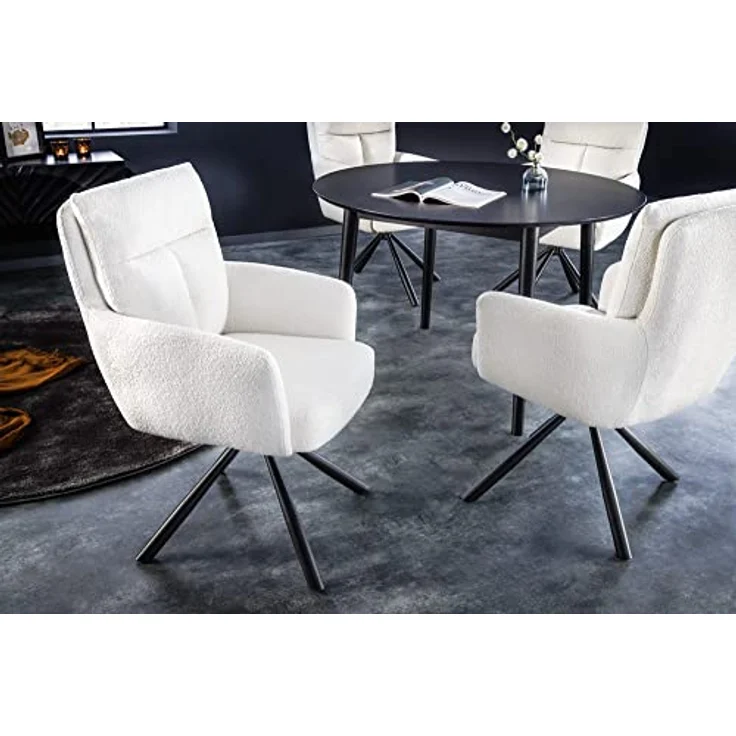 riess-ambiente Polsterstuhl BIG GEORGE weiß / schwarz (Einzelartikel, 1 St), Esszimmer · 360° drehbar · mit Armlehne · Retro – Bild 5
