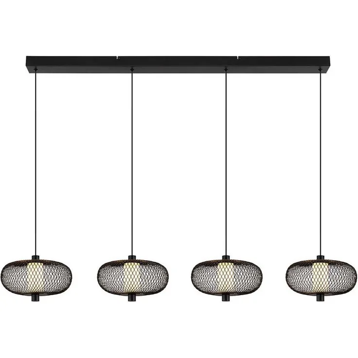 LED Pendelleuchte, schwarz, Metallgeflecht, H 150 cm