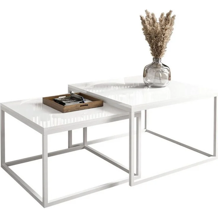 Lookway Couchtisch Yoshi 2in1 mit Hochglanz Platte (2er-Set), Breite: 70 cm und 60 cm – Bild 1