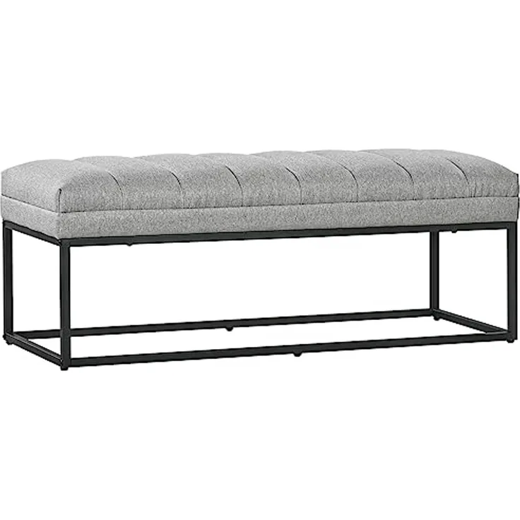 HOMCOM Polsterbank Bettbank in Leinenoptik (Schlafzimmerbank, 1-St, Schminkbank), Stahl, Hellgrau, 120 x 44 x 45,5 cm