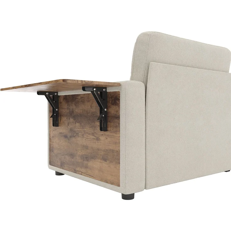 ZUBALIYA Schlafsofa 71x57.5 cm, mit Schreibtisch, mit Schubladen, mit Stauraum, mit Ablageflächen, mit Ausziehbett, Beige – Bild 19