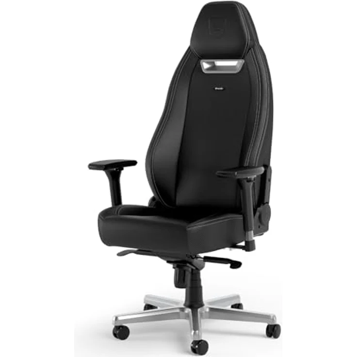 noblechairs LEGEND Gaming Stuhl - Silver Edition, Kunstlederbezug in Schwarz, ergonomisch verstellbar, bis 150 kg belastbar – Bild 1