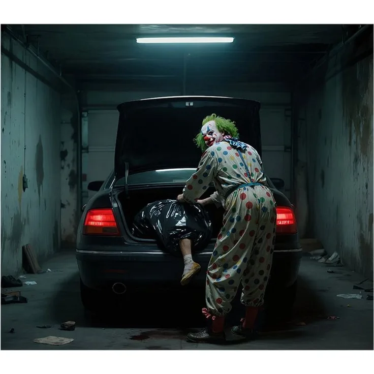 Horror-Shop Hängedekoration Killerclown Garagentor Deko XXL 245x215 cm – Horro