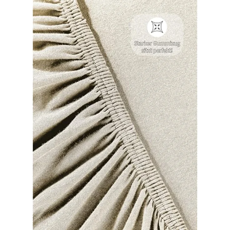 Jersey Spannbettlaken Baumwolle 100x200+30 cm, diverse Farben Beige – Bild 7