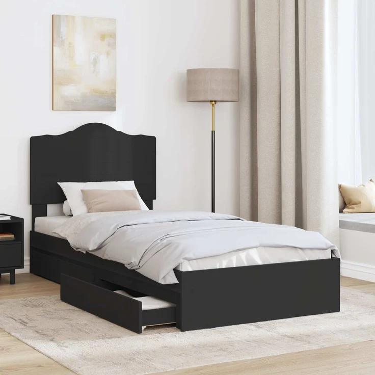 vidaXL Aufbewahrungsbett Schwarz 90 x 190 cm Holzwerkstoff 3413549 – Bild 2