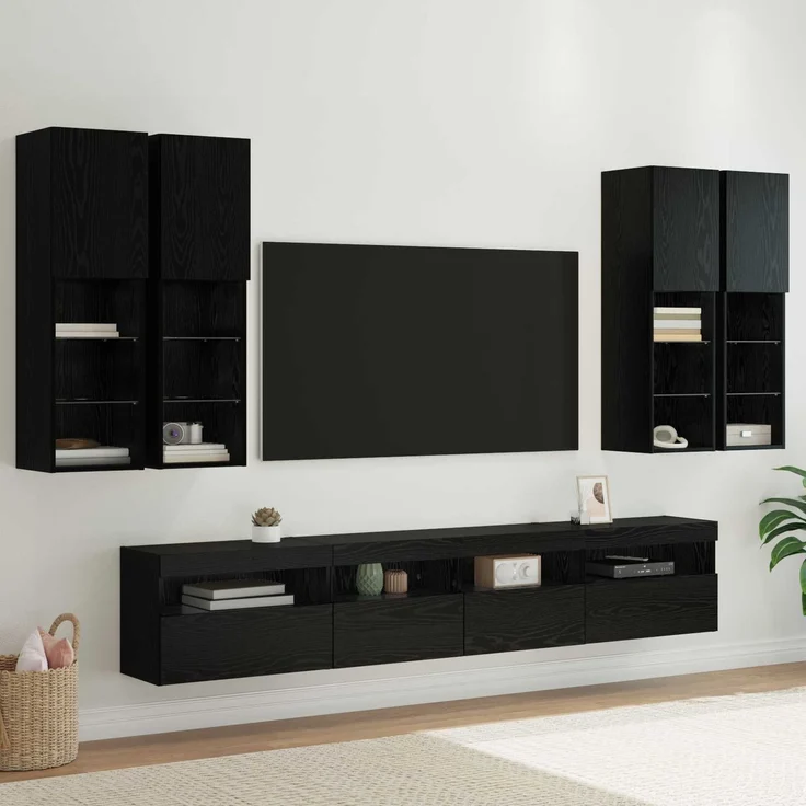vidaXL TV-Wandschrank-Set mit LED-Lichtern 7 stk. 100 x 30 x 40 cm 3402796 – Bild 1