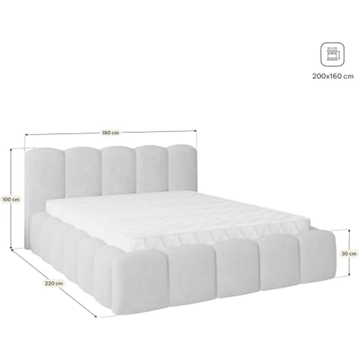 Masseno Polsterbett FALINA 160x200 cm schwarz, mit Bettkasten und Lattenrost, elegante Polsterung und hohe Stabilität – Bild 3