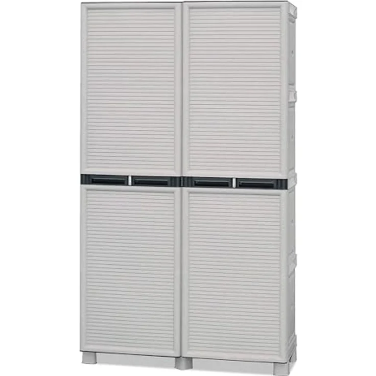 Dmora - Namur Outdoor-Garderobe, Mehrzweckschrank, Wäscheschrank, Outdoor-Schrank, 100% Made in Italy, Hellgrau, 100 x 39 x 172 cm – Bild 4