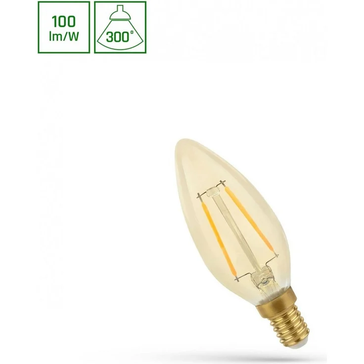 Spectrum LED-Leuchtmittel LED E14 C35 Retroshine 5W Filament klar 490lm Kerze 200° Warm 2400K, E14, Warmweiß, filament Klar, retroshine