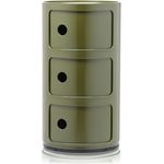 Kartell Componibili, 3 Elements, Grün, Runde Basis