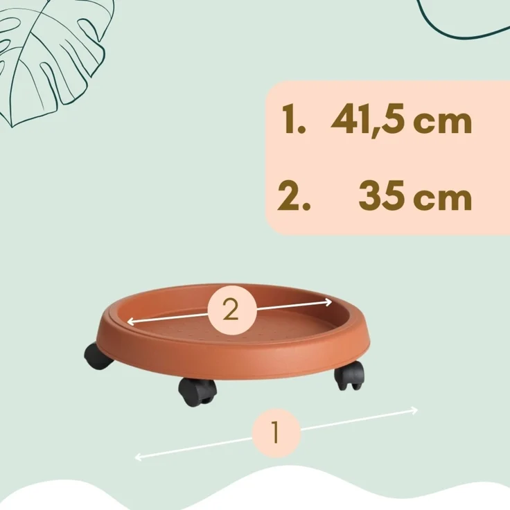 2er Set Pflanzenroller Outdoor Wetterfest Rollbrett Pflanzen Blumentopf Untersetzer mit Rollen Pflanzenroller Rund Blumenroller 35 cm – Bild 2