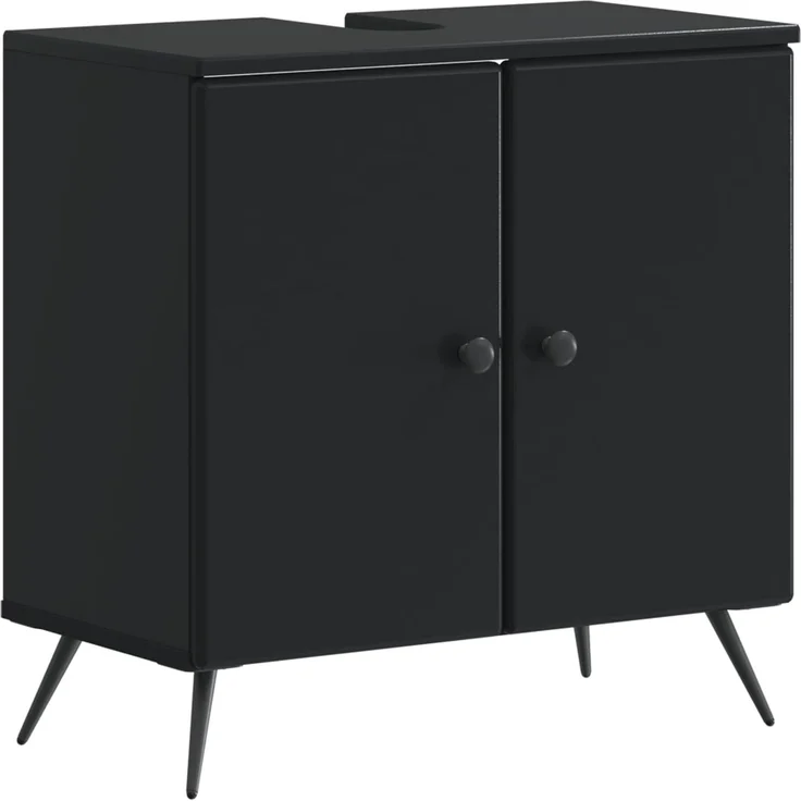 vidaXL 2-teiliges Badezimmer Schrank Set BREDA Schwarz Holzwerkstoff 3417640 – Bild 3