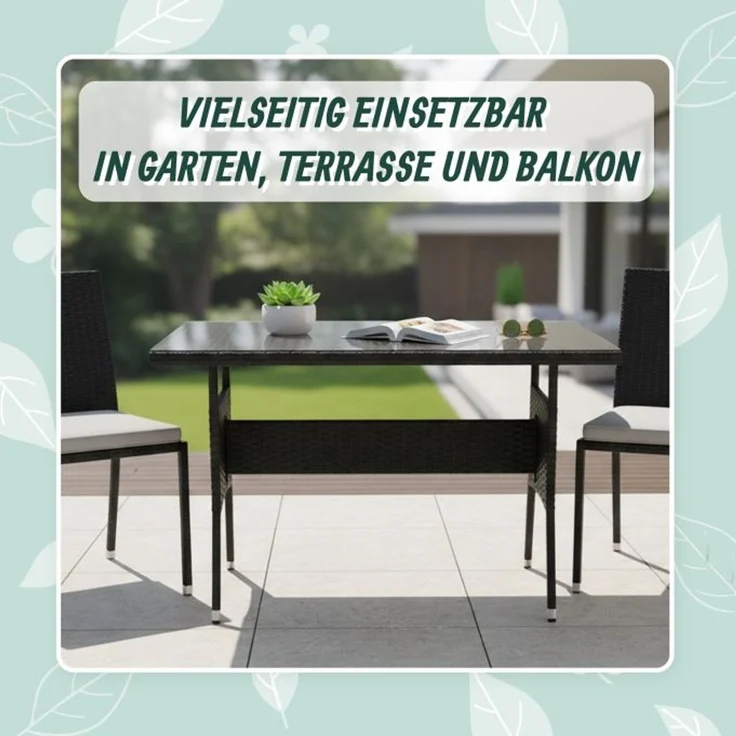 Gartentisch Rattanoptik mit Glasplatte 10053336_46 – Bild 2
