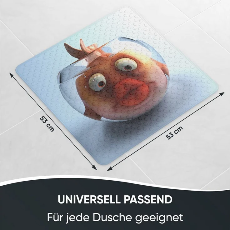 Sanilo Duschmatte, mit Motiv, rutschfest, waschbar, quadratisch, 230 extra starke Saugnäpfe, Kunststoff PVC, 53 x 53 cm, Goldfisch – Bild 3