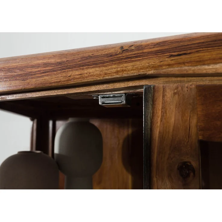 Vitrine Sheesham 100 x 45 x 195 dunkelbraun lackiert ANCONA #236 – Bild 5