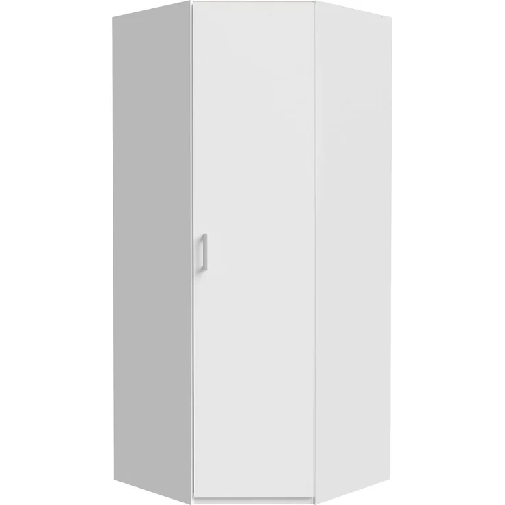 Forte ECONOBOX 2 Eckkleiderschrank 90, 1-türiger Drehtürenschrank, Holzwerkstoff, Weiß, 89,5 cm breit, 210,5 cm hoch, 89,4 cm tief – Bild 2