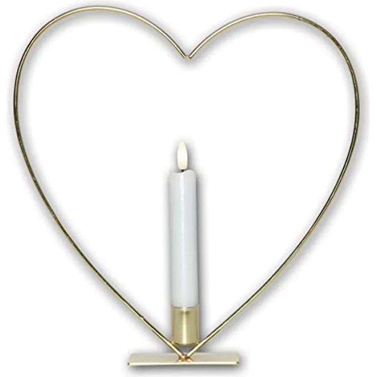 LED Dekoleuchte Flamme Heart Herz gold Timer H 28cm warmweiß
