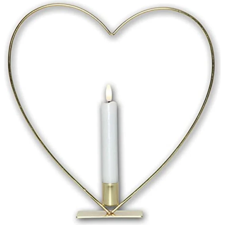 LED Dekoleuchte Flamme Heart Herz gold Timer H 28cm warmweiß – Bild 1